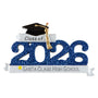 Graduation-themed ornament with 'Class of 2026' text and a cap on a white background
