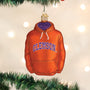 Orange hoodie ornament with 'Clemson' text on a Christmas tree.