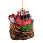Coca-Cola 6 pack of soda in Santa's Bag Glass Christmas Ornament