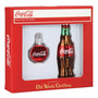 Coca-Cola Christmas ornament set in a red box with 'Old World Christmas' branding.