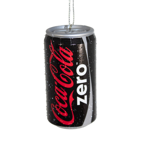 Coca-Cola Zero can ornament with a black label, red Coca-Cola script, white Zero lettering, and silver top and bottom.