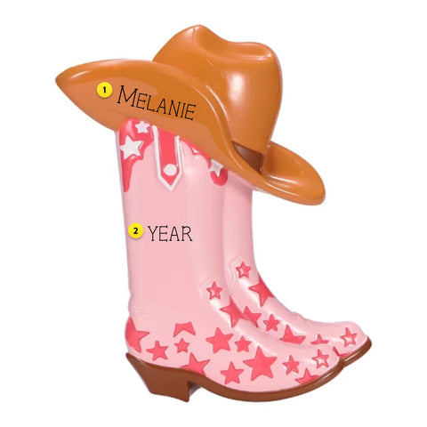 Personalized Cowboy Boot-Pink Ornament OR2789