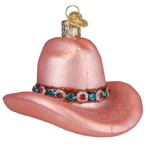 Pink Cowgirl Hat Ornament - Old World Christmas