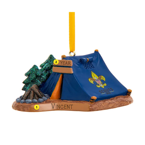 Cub Scout Tent Ornament BS2241C Personalized 1 Name 2 Year