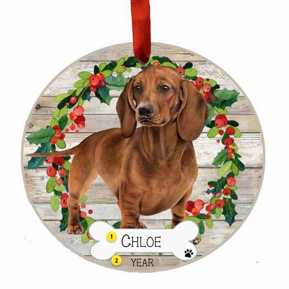 Personalized Dachshund Ornament - Red