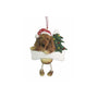 Dog Christmas ornament with a Santa hat and tree on a white background