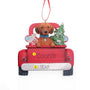 Personalized Dachshund Dog in Back of Truck Ornament - Brown