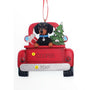 Personalized Dachshund Dog in Back of Truck Ornament - Black