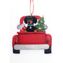 Personalized Dachshund Dog in Back of Truck Ornament - Black