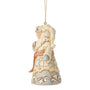 Side view of Jim Shore Dated 2026 Woodland Santa Ornament showing Santa’s winter robe, owl companion, and dated scarf detail.