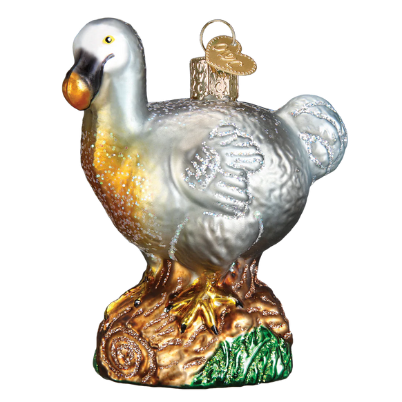 Decorative glass Dodo bird ornament on a white background