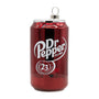 Glass Dr Pepper™ soda can ornament with a glossy deep red finish and printed white logo on the front.