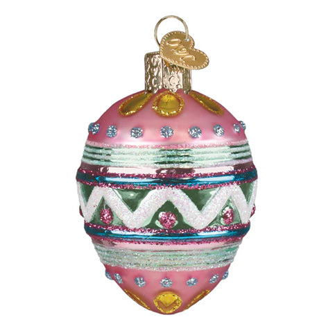 Easter Egg Glass Old World Christmas ornament in Pinks and Green