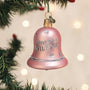 A pink Bell Ornament with Everytime a Bell Rings saying on it. - Old World Christmas