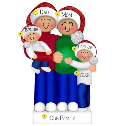 Personalized We're Expecting Family with 2 Children Ornament