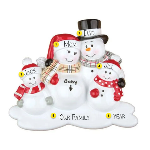 We're Expecting Snowman Family with 2 Children Ornament for Christmas Tree