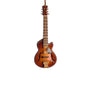 Sunburst f-hole guitar with cutaway ornament featuring strings and detailed metallic accents