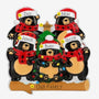 Personalized Black Bear Family of 5 with Lights Ornament