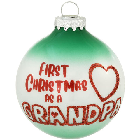 Personalized First Christmas as a Grandpa with Heart Ornament