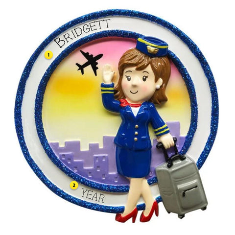 Personalized Flight Attendant Female Ornament For your tree