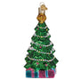 Decorative Friendship Christmas tree ornament with lights and presents on a white background