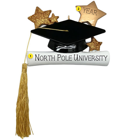Graduate Ornament in black and golds