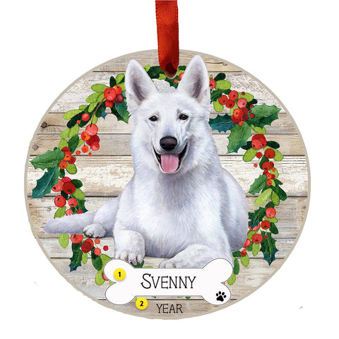 Personalized German Shepherd Ornament - White