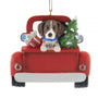 Personalized German Shorthaired Pointer Dog in Back of Truck Ornament with tree and gift