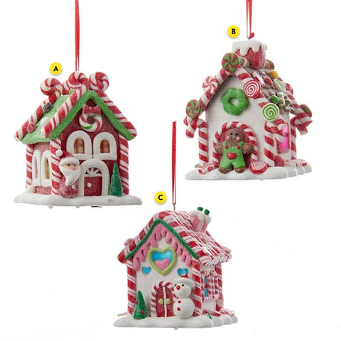 Gingerbread Candy House Ornament-LED Lighted D2462A Santa D2462B Gingerbread Man D2462C Snowman