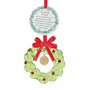 Facets Giving Wreath Ornament with faceted green wreath, red jewel accents, red bow, hanging charm, and coordinating poem card.