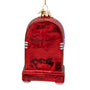 Back view of glass retro jukebox ornament showing plain red back used for personalization.