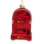 Personalized back view of glass retro jukebox ornament with name and year placement shown on the red back.