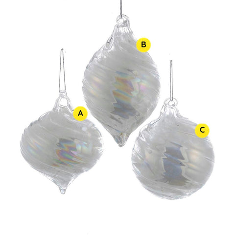Glass White Pearl Bulb Ornaments