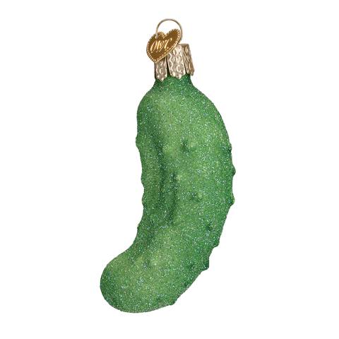 Green pickle ornament with white background