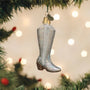 Silver Glittered Cowgirl Boot Ornament - Old World Christmas