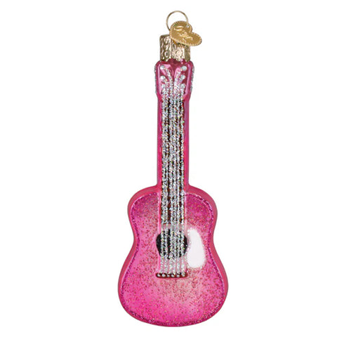 Pink Glittered Glam Guitar Ornament - Old World Christmas