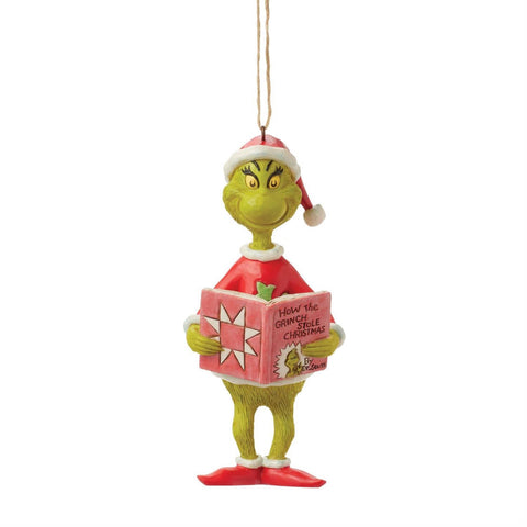 Grinch Reading a Book Ornament - By Jim Shore