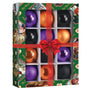 Boxed Old World Christmas Halloween Balls 12-count ornament set with 1.5" mini round ornaments in orange, black, and purple tones.