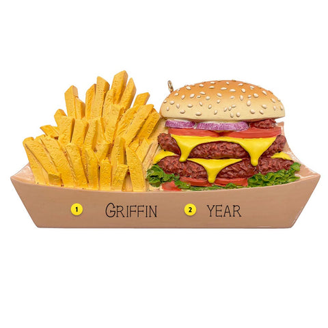 Personalized Hamburger and Fries Ornament