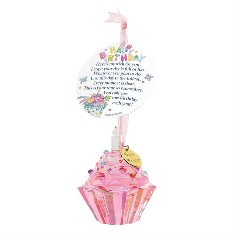 Happy Birthday Cupcake Ornament Pink