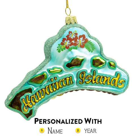Hawaii Cityscape Glass Ornament C7742 back