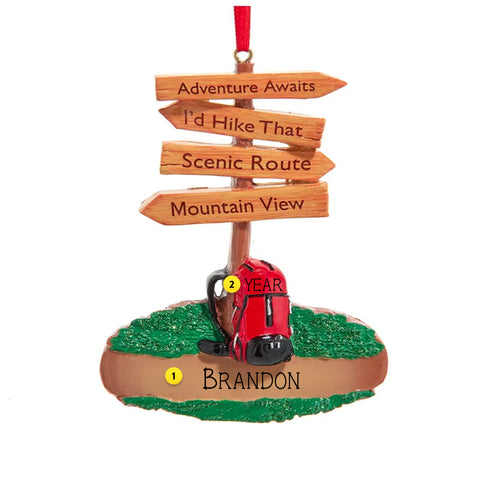 Personalized Hiking Sign Ornament W8556 1 Name 2 Year