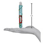 Decorative O'Santic pen ornament with a blue body and red label on a white background showing size 
