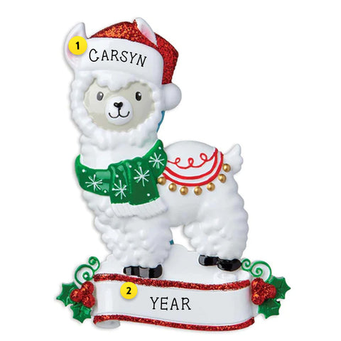 Dated and Personalized Llama or Alpaca Christmas Ornament
