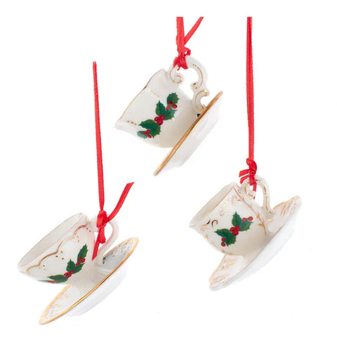 Porcelain Holiday Formal Tea Cup Ornament