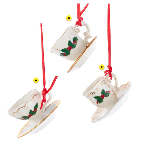 Porcelain Holiday Formal Tea Cup Ornament