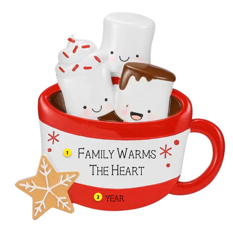 Personalized New Hot Cocoa Family of 3 Ornament OR2662-3