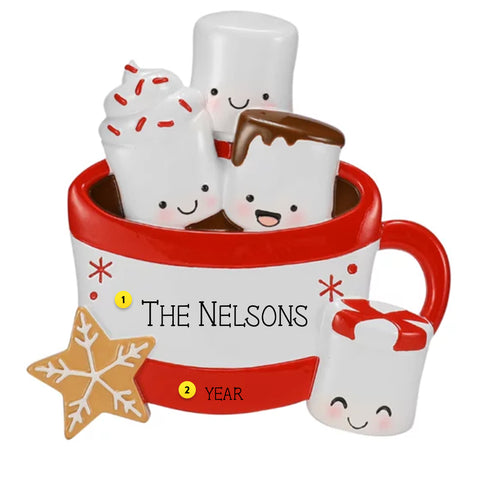 Personalized New Hot Cocoa Family of 4 Ornament OR2662-4