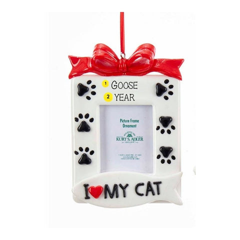 Personalized I Love My Cat Frame Ornament