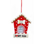 Red I Love My Dog doghouse picture frame ornament with white trim and space to add your own photo at home.